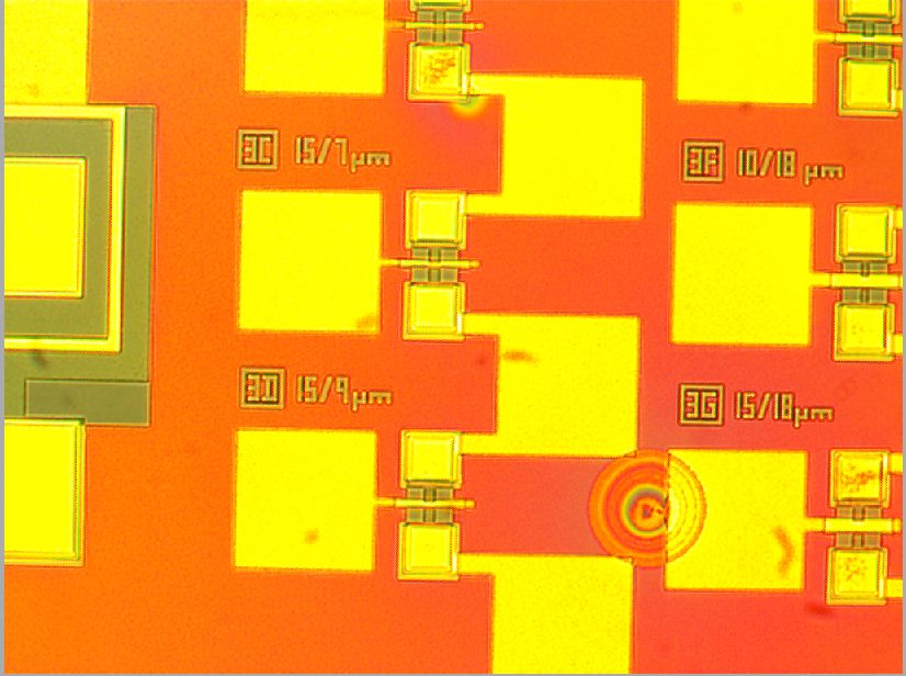 transistor wafer being analyzed